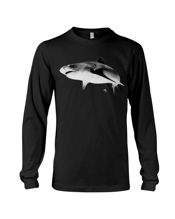 Joker the 12 ft Tiger Shark, Shark Fans, Ocean Conservation, Moss Apparel, Unisex Long Sleeve T-Shirt