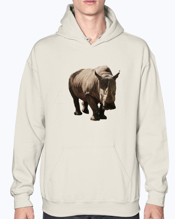 Stylish Rhino Hoodie, Moss Apparel, Cozy Animal Sweatshirt, Wildlife Apparel, Gift for Nature Lovers, Eco-Friendly Fashion Hoodie
