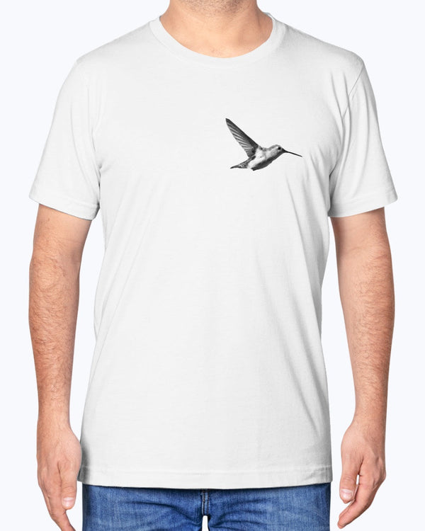 Humming Bird in Flight B&W Design Made In The USA T-Shirt