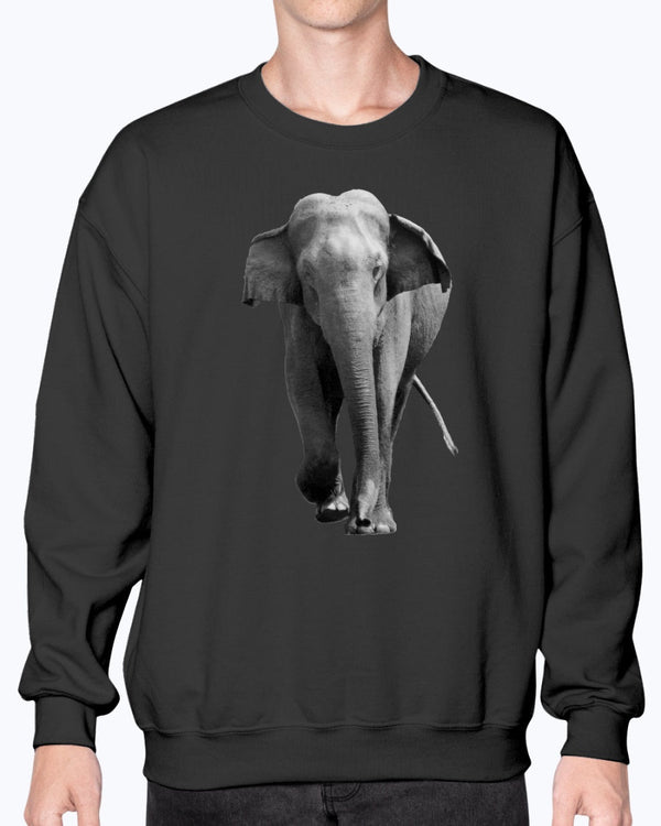 Male Indian Elephant Charging in Sri Lanka, Asian Elephant, Elephant lovers wildlife fans, Moss Apparel, Unisex Crewneck Sweatshirt