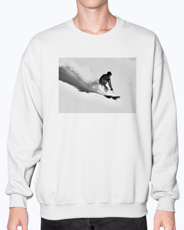 Powder Trail, French Alps Skier, Moss Apparel, Unisex Crewneck Sweatshirt
