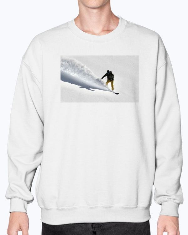 Powder Surfing, Snowboarder, Powder, Winter sport fun, Moss Apparel, Unisex Crewneck Sweatshirt