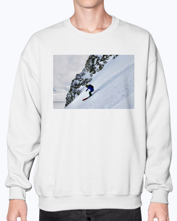 Glacier Skier, Cool Ski Apparel, Moss Apparel, Unisex Crewneck Sweatshirt