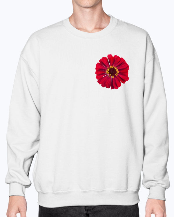 Gerbera Vibrant Red Floral Crewneck Sweatshirt, Cozy Unisex Fashion for Spring Time & Flower Lovers, Moss Apparel, Unisex Crewneck Sweatshirt