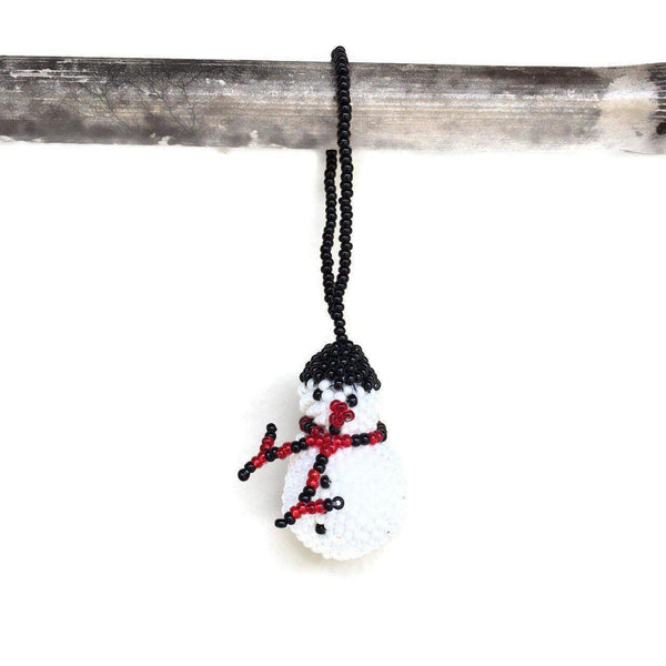 Snowman Seed Bead Ornament - Guatemala