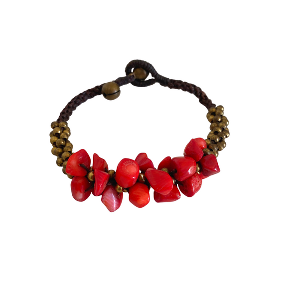 Cluster Brass Bead & Stone Bracelet - Thailand