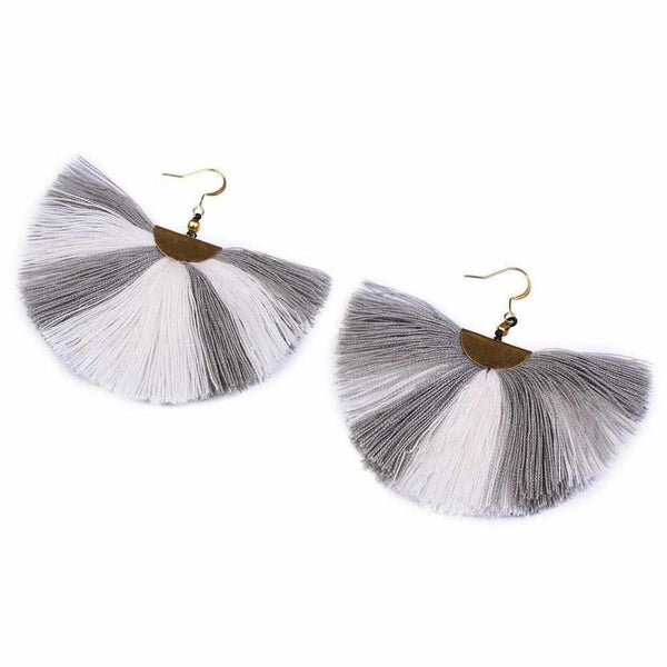Duo Cleo Tassel Grey Earrings - Thailand