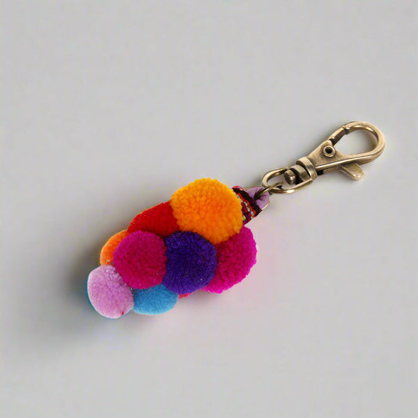 Uva Pompom Cluster Multicolor Boho Bag Charm | Zipper Pull - Thailand