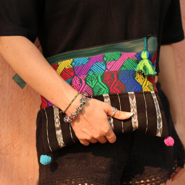 Vegan Leather Up-cycled Embroidered Textile Huipil iPad Case - Guatemala